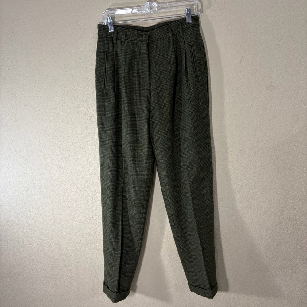 Vtg 1950s Women’s Woolrich Forest Green Plaid Field Trousers Sz 8 28x30 Preppy
